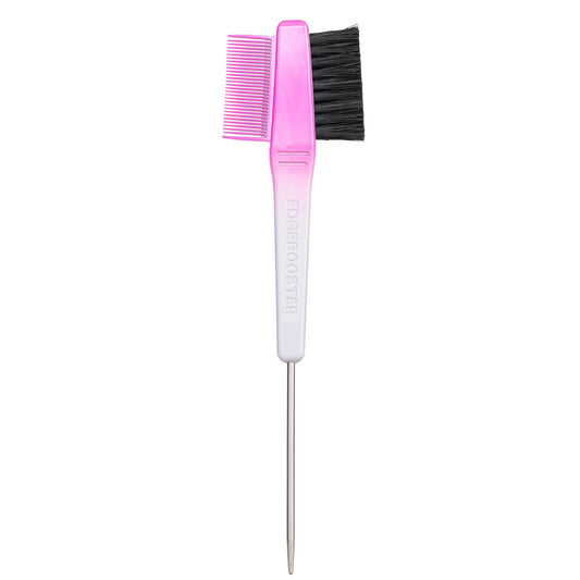 Style Factor EDGE BOOSTER¨ Edge Brush+Comb Regular with Compact Travel Case (Hot Pink/White) - Boar Bristles, Pintail Comb Dual-Ended Edge Brush for Baby Hair, Parting, and Precision Styling