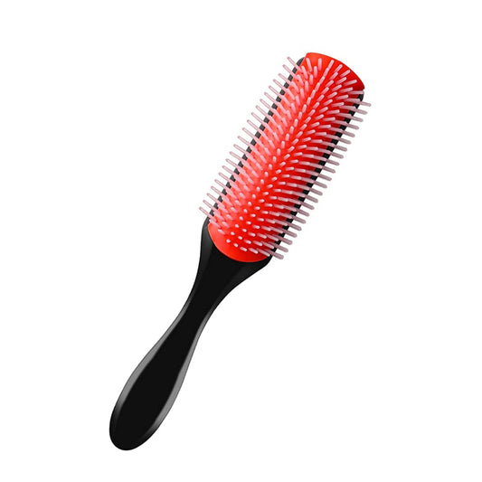 Quacc 9-Rows Cushion Nylon Bristle Hair Brush Women Men Curly Wet or Dry Hair Classic Detangling Brushes for Separating Shaping Defining Curls Blow-Drying Styling Detangling