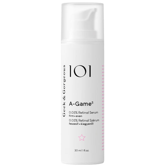 A-Game 5-0.05% Retinal serum - silky, light with medium-strength retinal, anti-aging - all skin types, especially combination & oily skin, 1 oz