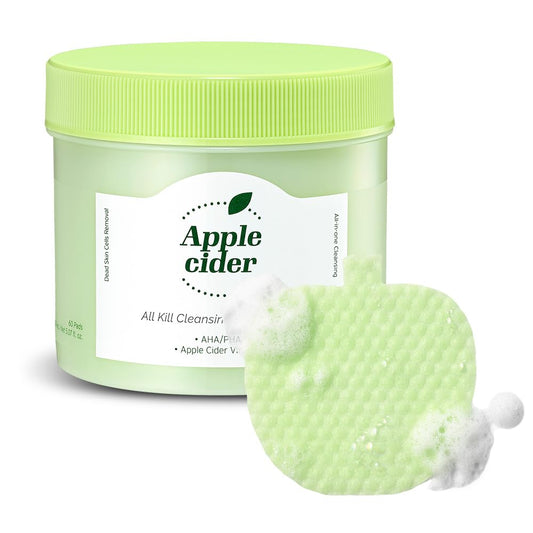 Ariul Apple Cider All Kill Cleansing Bubble Pads Effective Pore Cleansing & Hydrating, 2-Step Dual Pads for Makeup Removal & Exfoliation, Korean Skin Care, 60 Counts, 150ml / 5.07 fl. oz