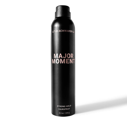 Beachwaver Major Moment Strong Hold Hairspray - Full Size (8.3 Oz) | Extra-Strength Vegan Hairspray For Long-Lasting Styles w/Brushable Finish - Removes Frizz & Locks In Style | Bali Beach Night