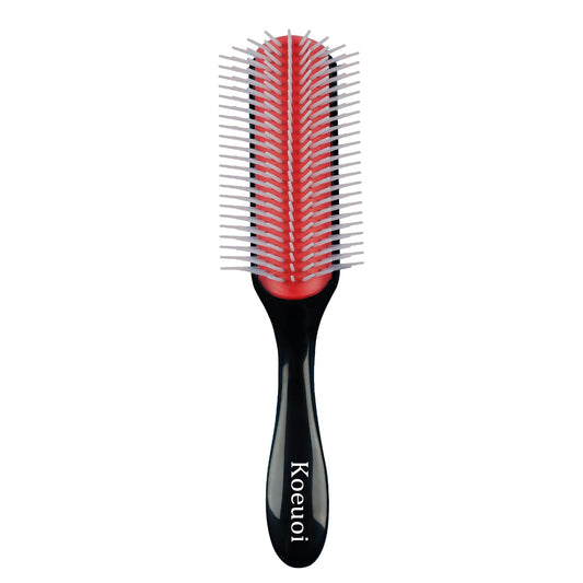 Classic Styling Curly Hair Brush. 9 Row Black Brush for Detangling, Separating, Shaping. For Women and Men Wet or Dry Hair.