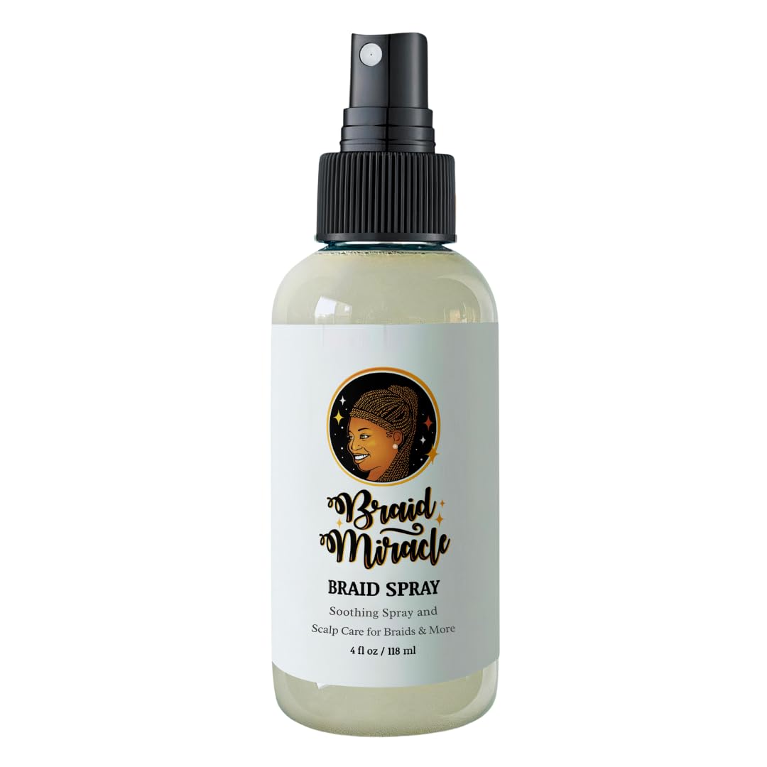 Braid Miracle Magic Soothing Spray - Moisturizing for Braids, Locs, Twists, Cornrows, and Crochet, With Banana Juice, Organic Essential Oils, and Refreshing Mint Scent, 4 oz