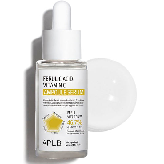 APLB Ferulic Acid Vitamin C Ampoule Serum | FERUL VITA CENª 46.7% 1.35 FL.OZ/Korean Skincare, Antioxidant, Wrinkle care, Dark spots, Elasticity care, Helps with skin discoloration