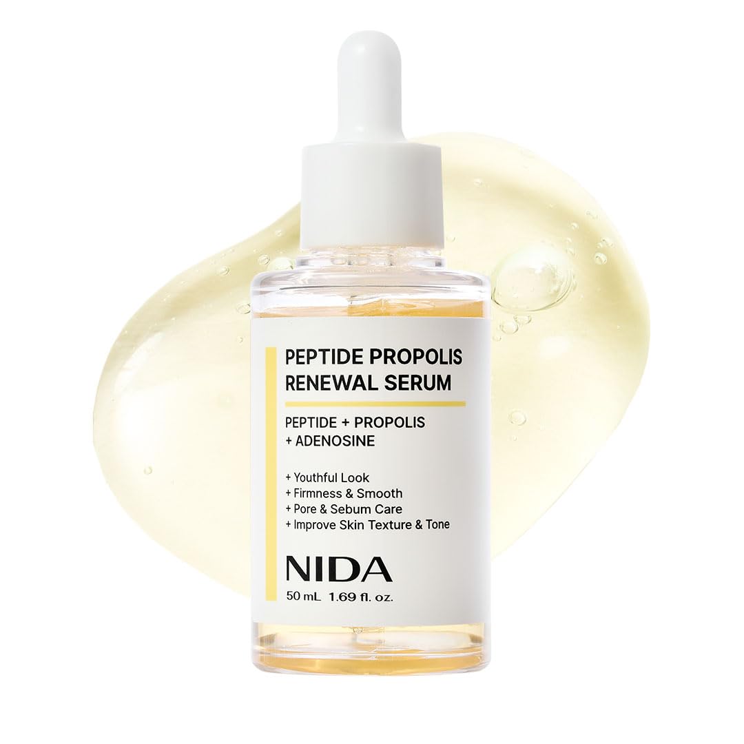 NIDA Peptide Propolis Renewal Serum | Peptide Complex, Propolis Extract, Adenosine | Youthful Look, Wrinkles, Fine Lines, Pore & Sebum Care | 1.69 fl.oz., 50ml