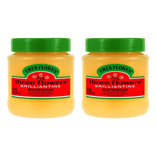 Three Flowers Solid Brilliantine Pomade, Men Hair Styling, 2 pack