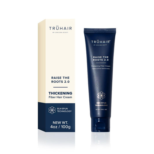 Truhair Raise The Roots 2.0 - Instant Hair Thickening Fiber Cream for Frizz-Free Blowout | Hair Styling Cream for Women & Men | Silk-Spun Fibers Hair Volumizer for Fine Hair Conditioning & Smoothing