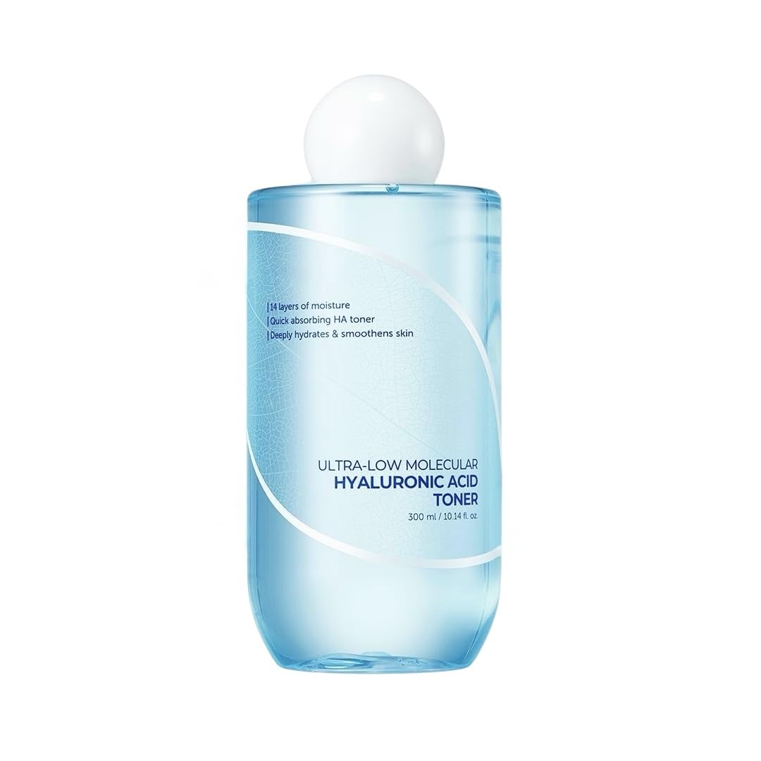 Ultra-Low Molecular Hyaluronic Acid Toner 10.14 fl.oz Korean Skincare Quick Absorbing | Deep Hydration & Skin Smoothing Vegan Skincare Face Toner 300ml Gift