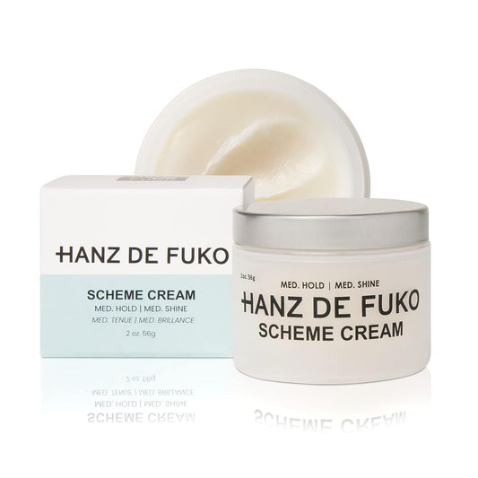 Hanz de Fuko Scheme Cream Premium Men's Hair Styling Cream for a Medium Hold, Natural Shine Ideal Texture Product for All Hair Types, Provides Versatility on Wet or Dry Hair 2 oz, Travel Size