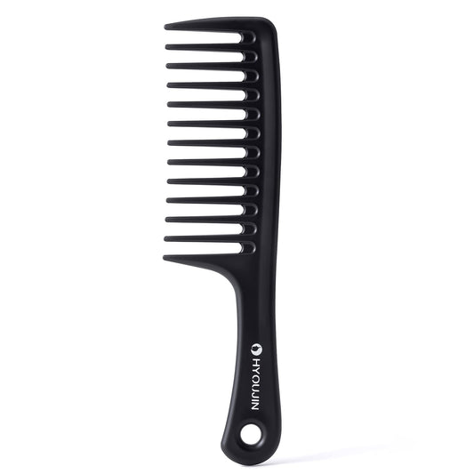 HYOUJIN Black Large Wide Tooth Detangler Paddle Brush - Best Styling Comb for Curly, Wet, Long Hair