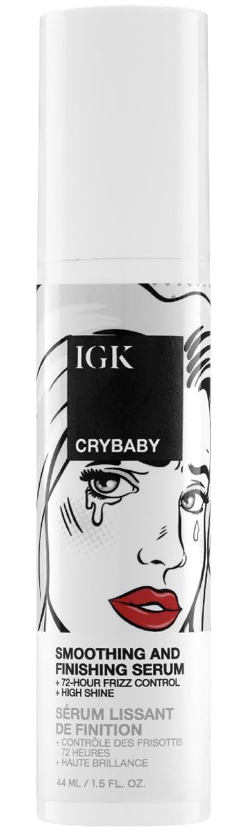 IGK CRYBABY Smoothing & Finishing Serum | High Shine + Frizz Control + Lightweight | Vegan + Cruelty Free | 1.5 Oz