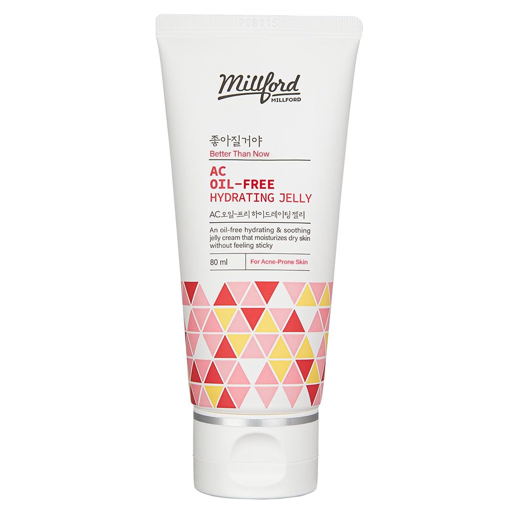 Millford AC Oil-Free Hydrating Jelly 2.7Oz, 80ml, Oil Free Facial Moisturizer for Acne-Prone Skin, Niacinamide 2%, Unscented, Mild, Soothing Cream, Non Greasy Moisturizer, Korean Skincare