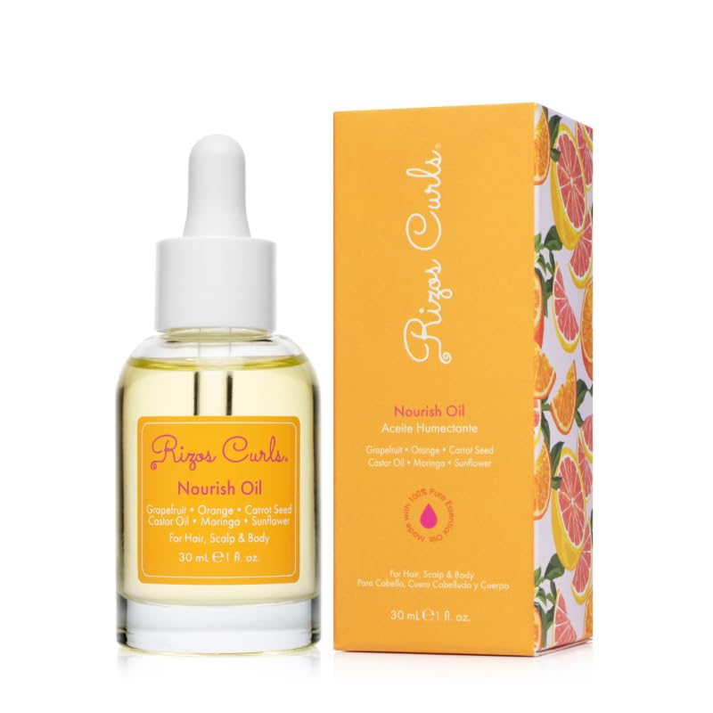 Rizos Curls Nourish Oil Strength & Frizz Control - Improve Split Ends & Repair Dry Brittle Hair Smooths & Hydrates All Hair Types Straight, Wavy, Curly Non-Greasy, Sulfate & Paraben Free