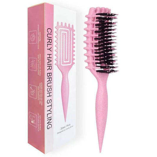 Curly Hair Brush, Curl Defining Brush for Detangling Shaping and Styling Curly Hair for Women and Men for All Wet or Dry Hair Types (Pink)