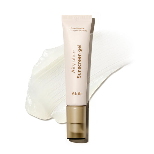 ABIB Airy Clear Sunscreen Gel Smoothing Tube Broad Spectrum SPF 30 1.01 fl oz / 30ml | Korean Suncreen Suncare Sunblock No White cast Reef Safe Primer poreless hyaluronic acid squalane vitamin E