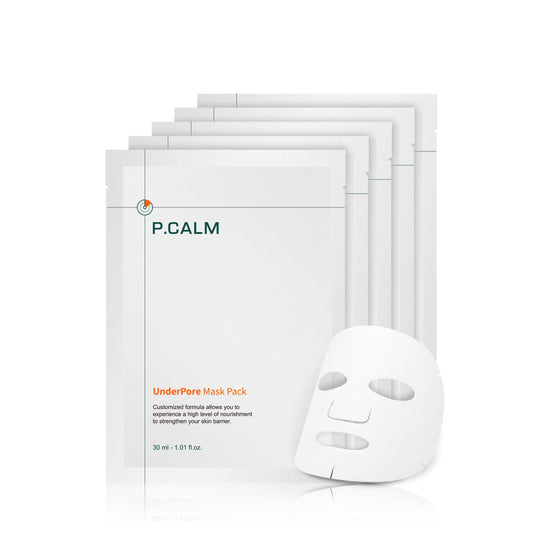 P.CALM Underpore Facial Sheet Mask Pack of 5 with Niacinamide & BHA for Moisturizing & Exfoliating, Korean Vegan Sheet Mask for Sensitive Skin (30ml x 5ea)