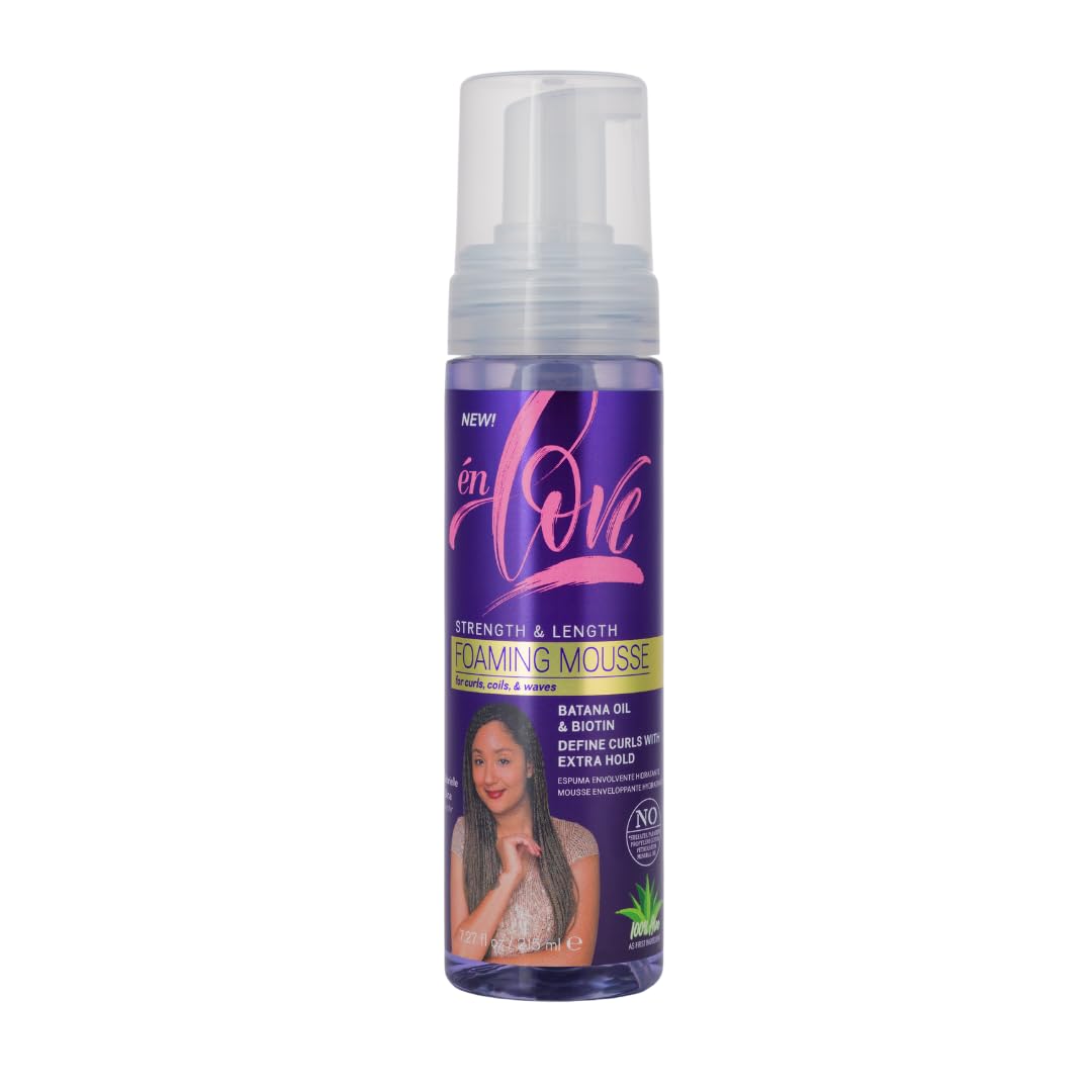 Strength & Length Extra Hold Foaming Mousse With Organic Batana Oil, Rosemary & Caffeine Defines Curls, Sets Wraps, Braids, Twists & Locs, Deep Shine, Anti-Breakage, Frizz Control