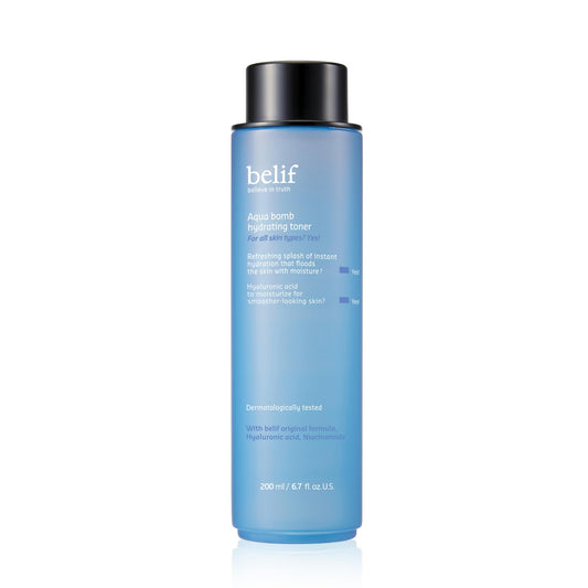 BELIF Aqua Bomb Hydrating Toner with Niacinamide & Hyaluronic Acid, Lightweight and Refreshing Toner for Instant Hydration, Skin Barrier Repair, and Glowing Skin for All Skin Types, Korean Skin Care