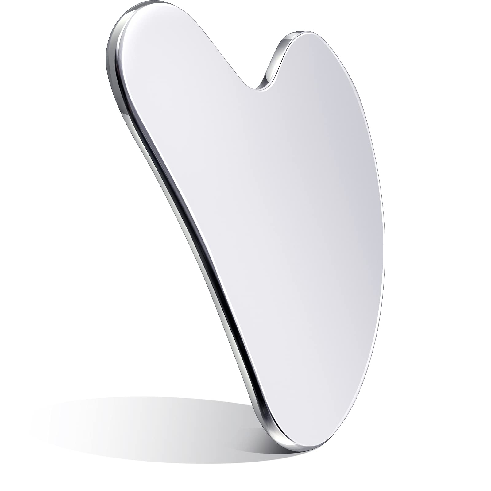 Nuanchu Stainless Steel Gua Sha Facial Tools Lymphatic Drainage Massager Guasha for Face Metal Gua Sha Skin Self Care Gifts Face Sculpting Guasha for Body Eyes Jawline Shaper with Pouch(Silver)