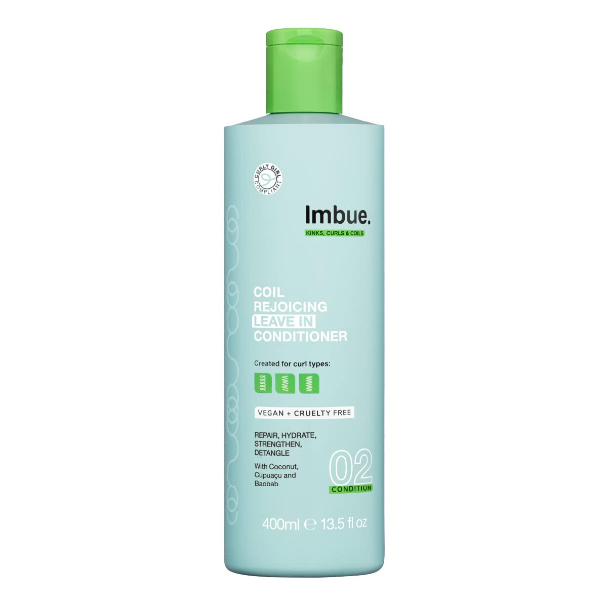 Imbue Leave-in Curly Hair Conditioner, 4A-4C Natural Hair Friendly, 13.5 Fl Oz, Curl Cream, Paraben Free, Cruelty Free, Vegan, For Dry Frizzy Wavy Curls & Coily Hair