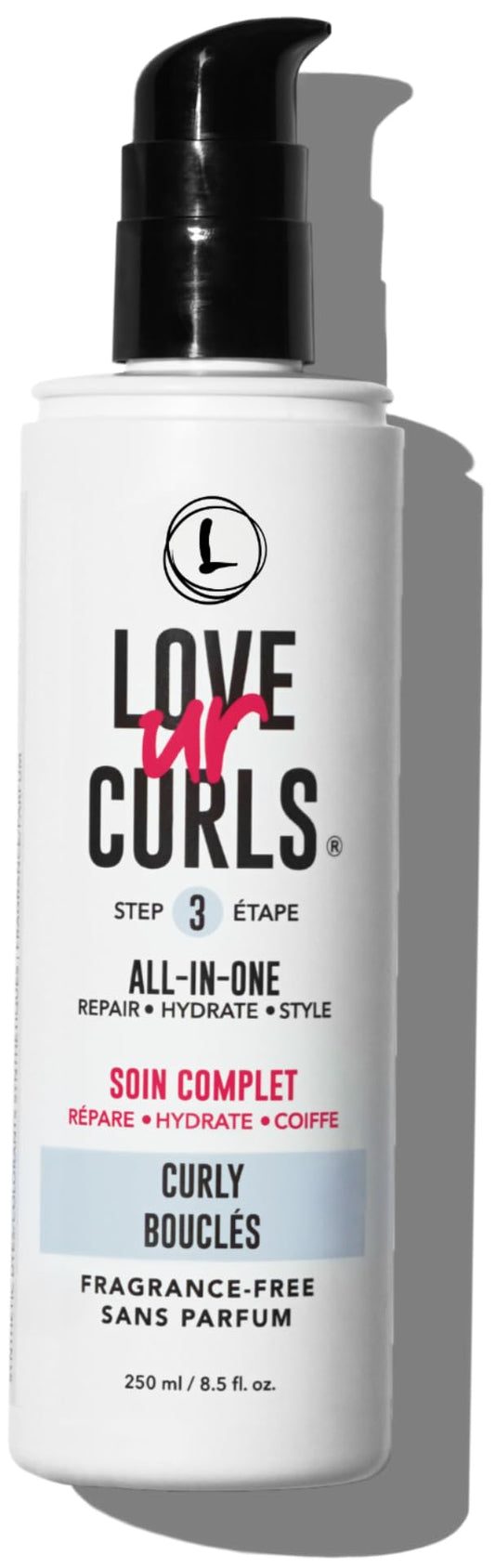 Love Ur Curls - Curly All in One Curl Cream Styler, Curling Cream for Curly Hair, Repair, Define, Hydrate & Style with Shea Butter, 250mL