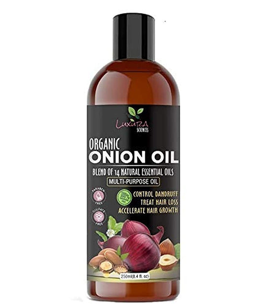 Organic Onion Oil | Controls Hair Loss, Dandruff, & Helps with Growth | Infused with 14 Essential Oils for Strong Roots | Sulfate-Free Hair Care | 8.45 Fl Oz/250ml