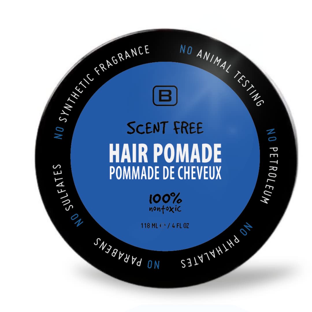 Scent Free Medium Hold Vegan Pomade for Men - EWG VERIFIED, Water Based All Natural Flake Free for All Day Hold and Hairstyles