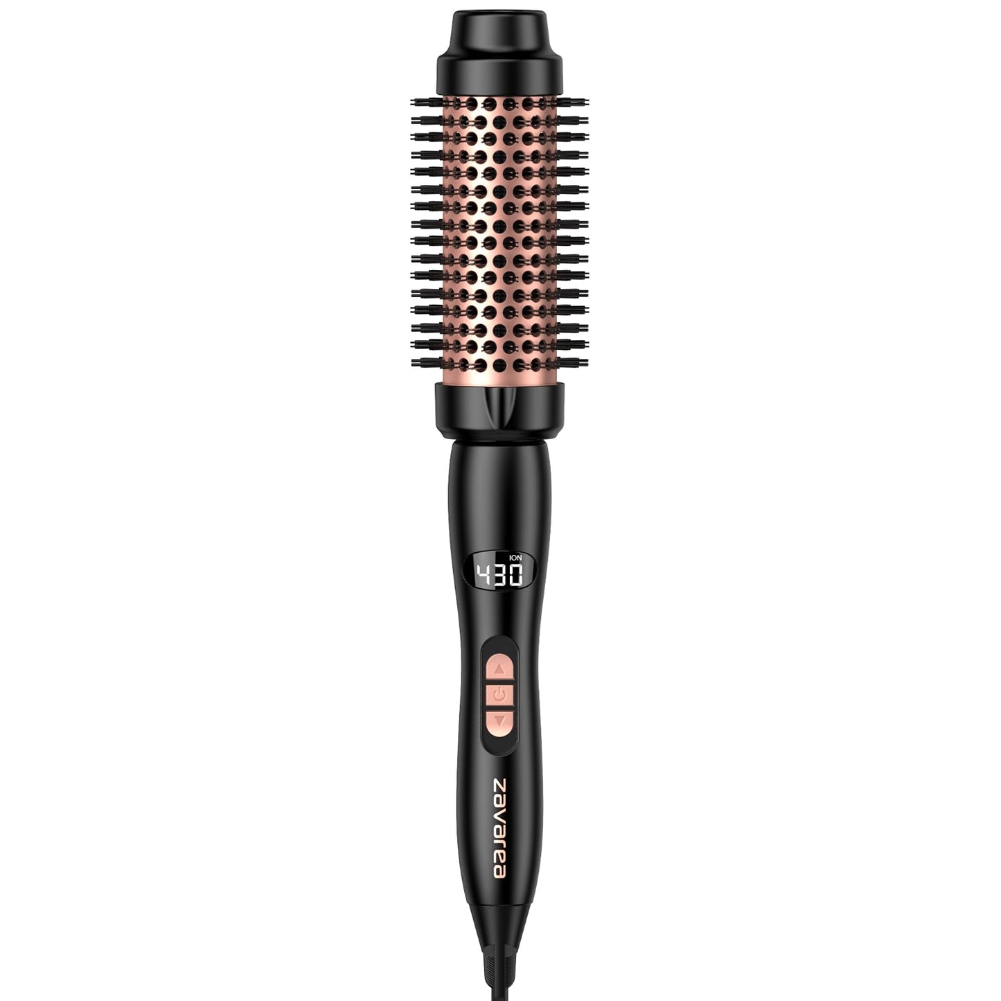 Thermal Brush for Blowout Look zavarea, 1.5 inch Round Brush with Upgrade 9 Temperature Settings, Negative Ion Heated Hair Tools Makes Hair Smoother Get Natural Curls, Dual Voltage.