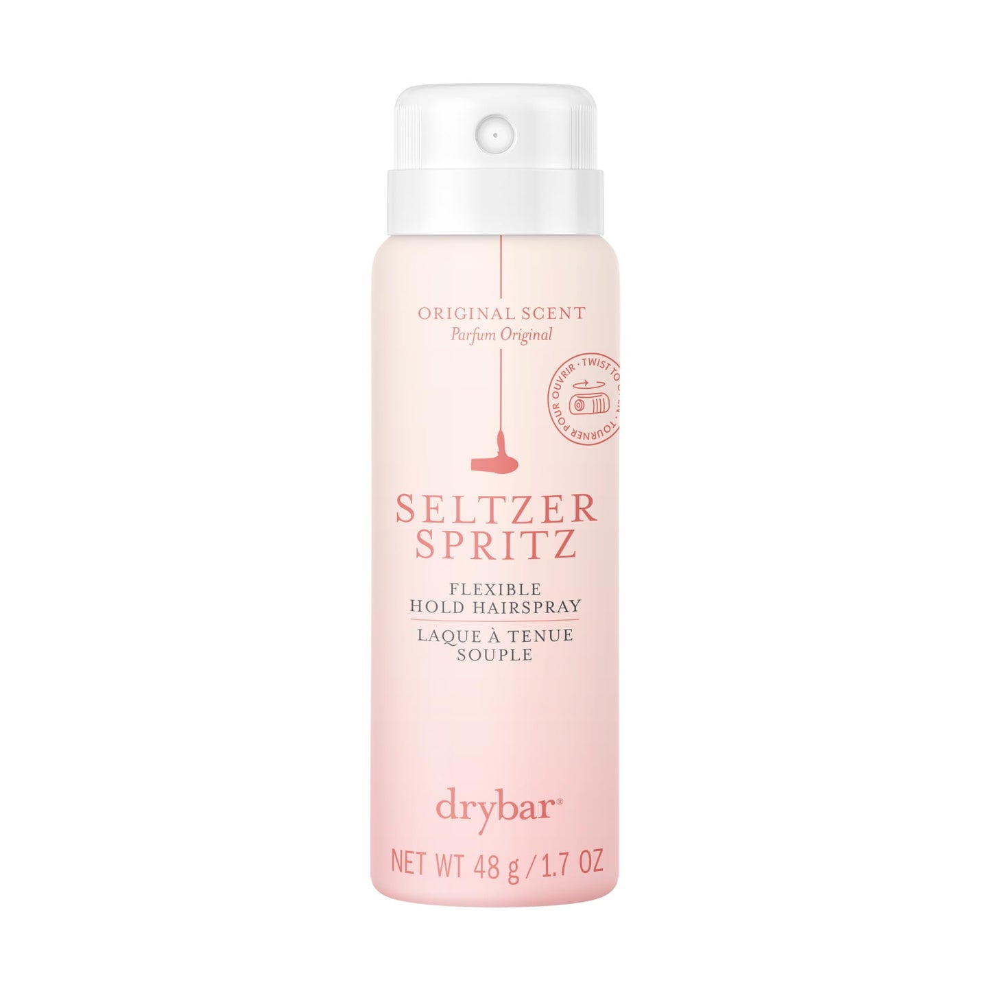 Drybar Seltzer Spritz Flexible Hold Hairspray | Holds Style for 8 Hours* with Touchable Finish, Adds Softness, Ultrafine Mist Diffuser for Even, Quick Drying Application, Vegan & Cruelty Free