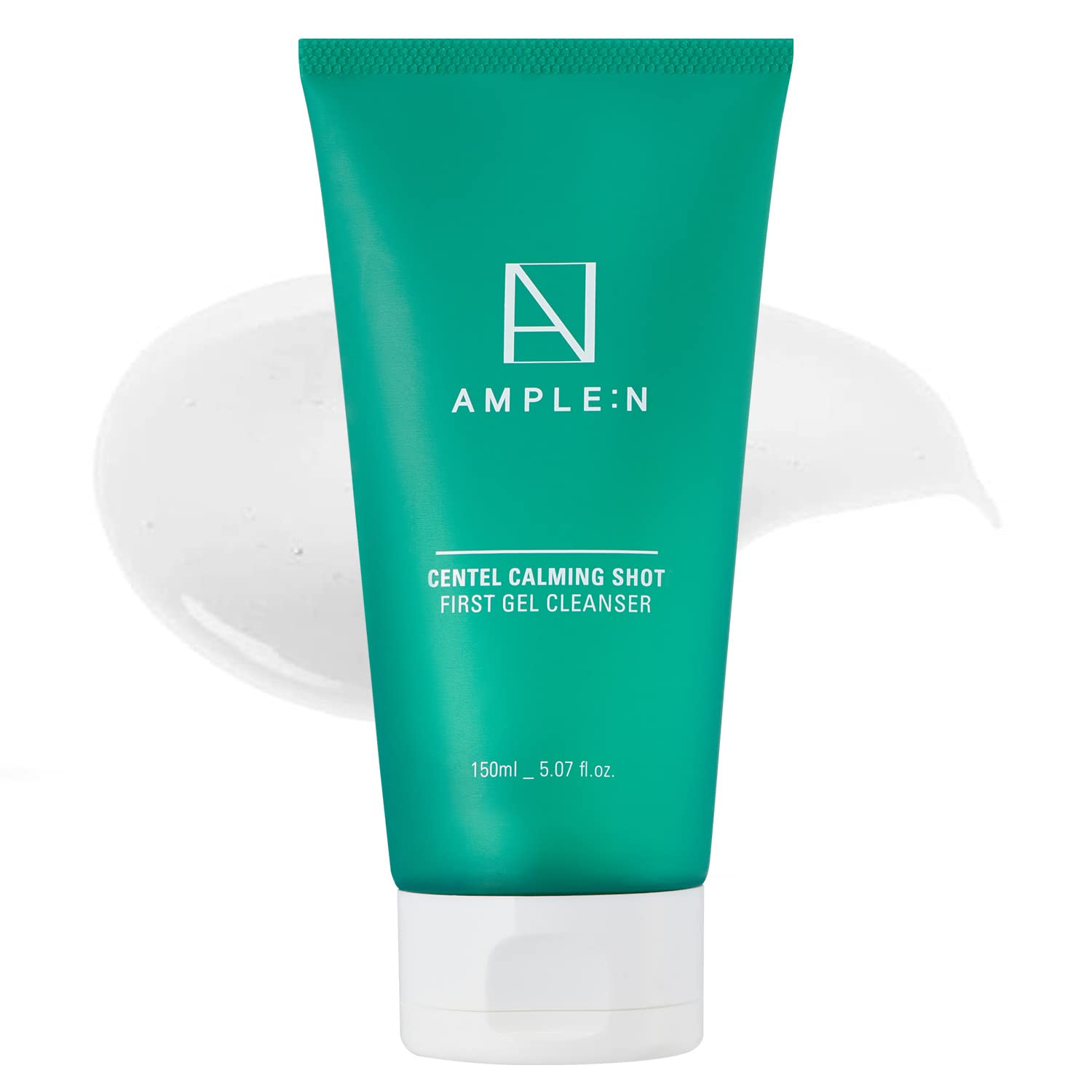 AMPLE:N Centel Calming Shot First Gel Cleanser - Korean Calming Gel Facial Cleanser - Makeup Remover Soap Free Face Wash for Sensitive Skin - Cica and Tea Tree Extract - Fragrance Free - 5.07 fl.oz.