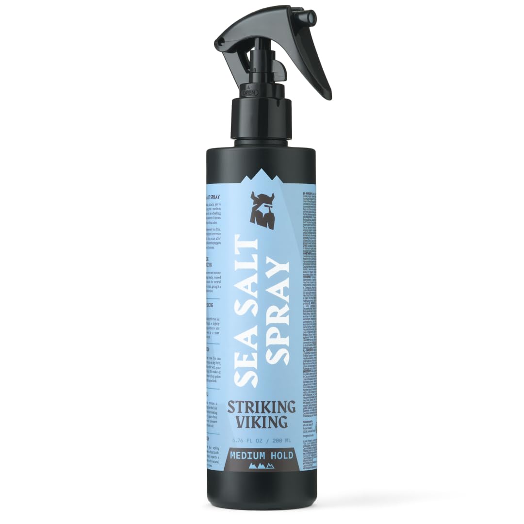 Striking Viking Sea Salt Spray for Men - Medium Hold - 6.76 Fl Oz (200ml) Blue Ocean Scent - Texturizing, Volumizing & Curl Enhancing - Beachy Texture Salt Spray for Hair