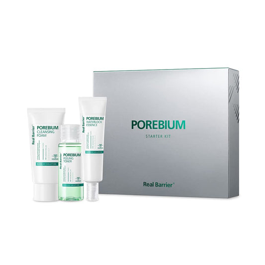 Real Barrier Porebium Starter Kit, Travel-Friendly Korean Skincare Set,Facial Moisturizer, Cleanser Exfoliator for Sensitive Skin, Sebum Oil Control with Ceramide,Impurities Dead Skin Cells Solution