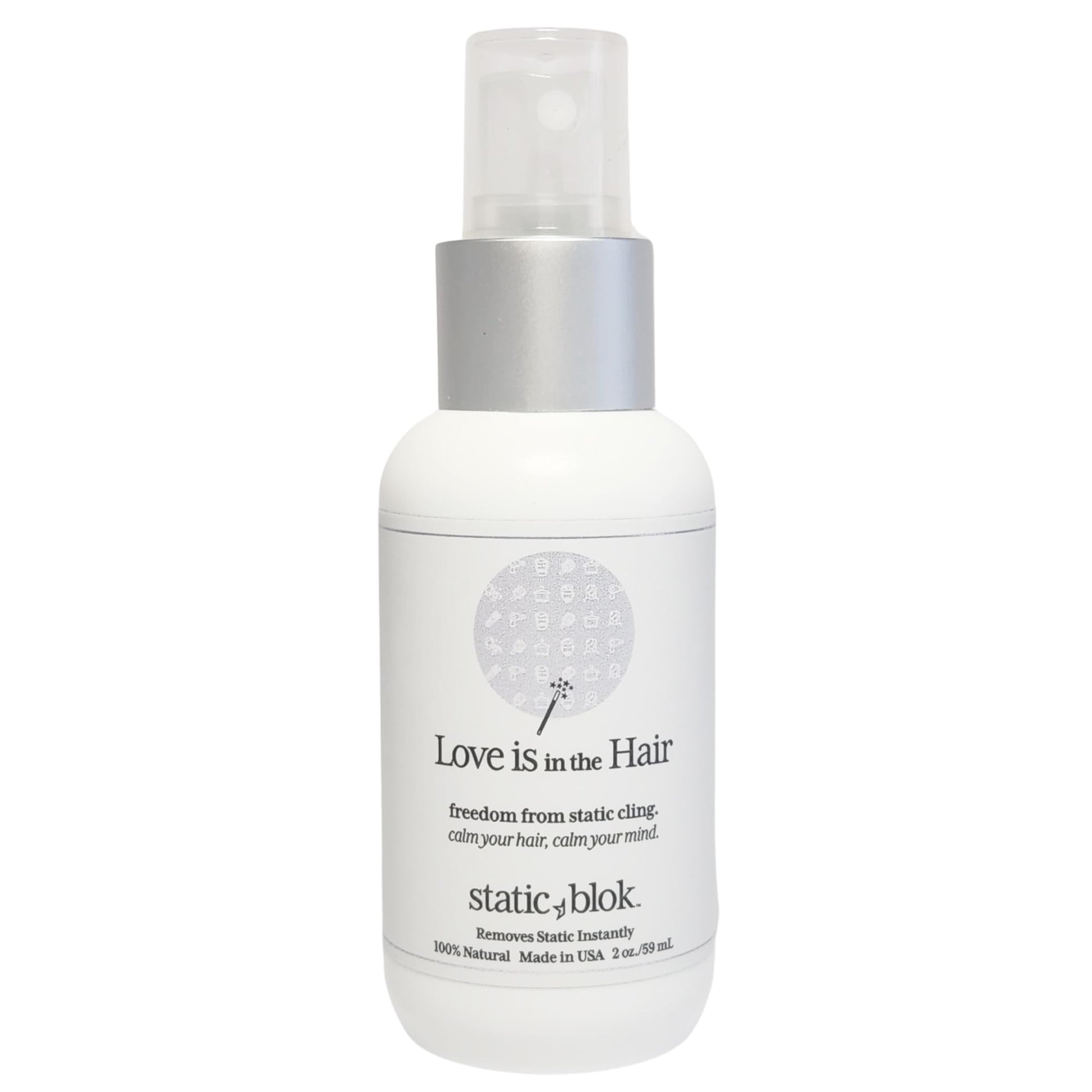 Static Blok Anti-Static Spray for Hair - Instantly Eliminate Static Cling, Shocks, Flyaways- Long-Lasting All-Day Freshness - works on Natural and Synthetic Wigs - 2oz Travel Size