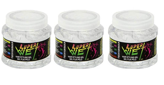 Super Wet Clear Hair Styling Gel. Professional Styling. Maximum Hold. No Residue and Alcohol Free. 8.8 oz / 250 g. Pack of 3