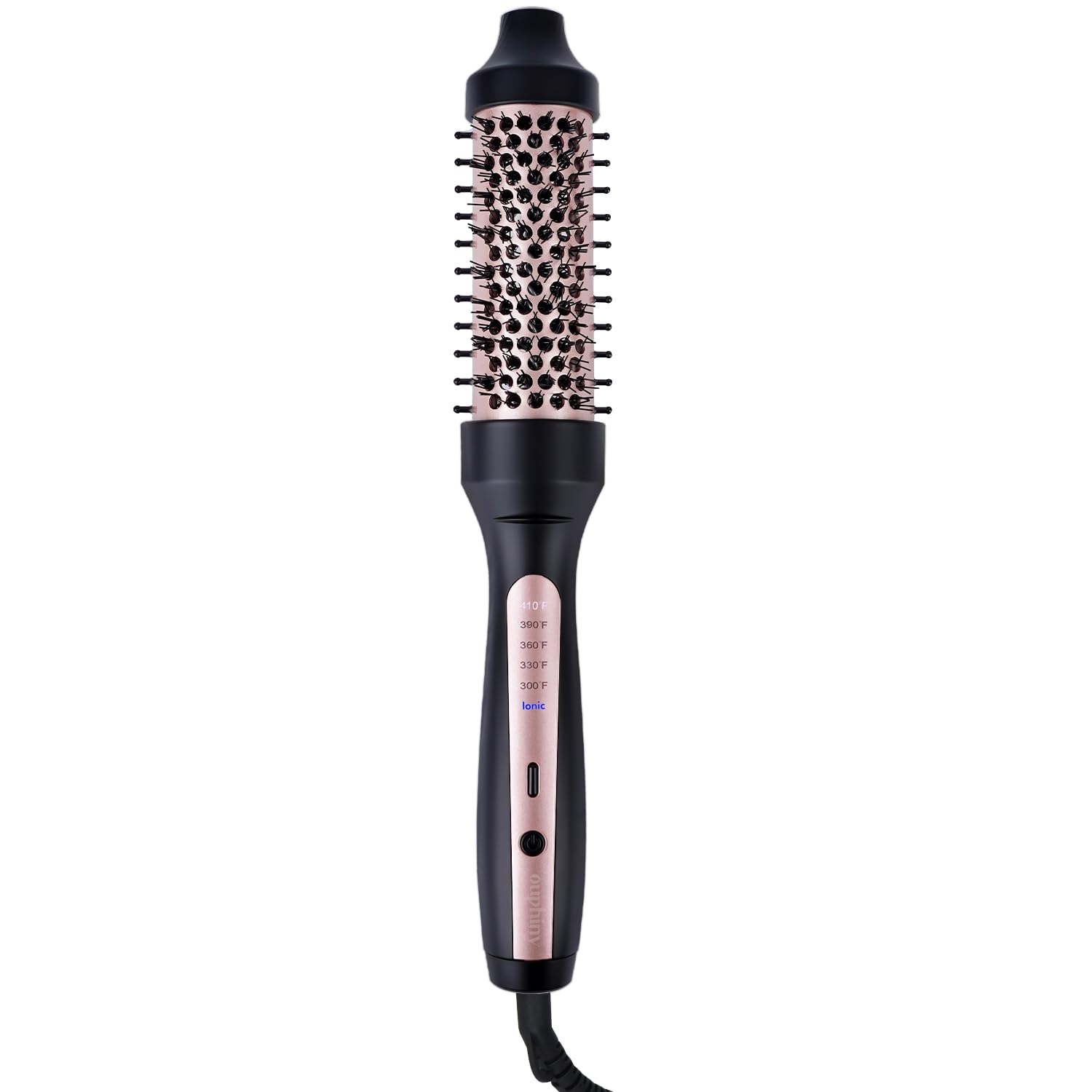 1.5 Inch Ionic Thermal Brush Heated Round Brush for Blowout Styling, Frizz Control, 5 Heat Settings with LCD Display, Auto-Off, Dual Voltage for Travel, Black
