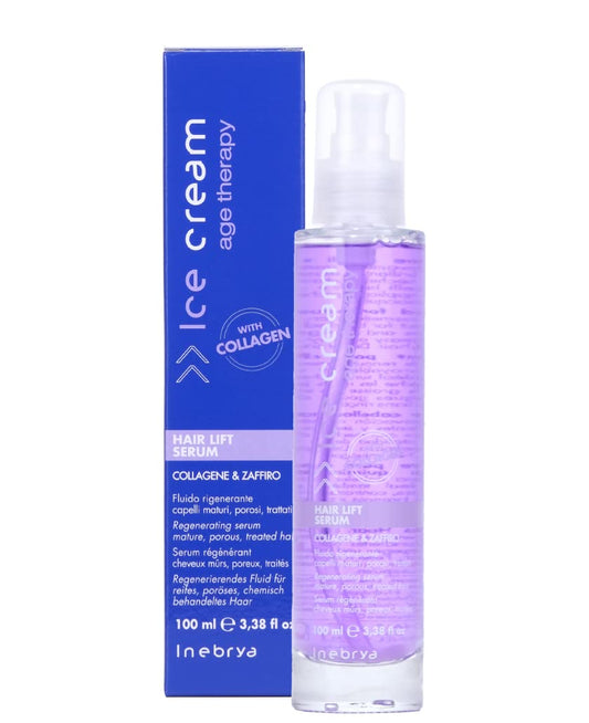 Ice Cream Hair Lift Serum Collagene & Zaffiro Regenerating Serum Mature, Porous, Treated Hair with Collagen 3.38 Oz