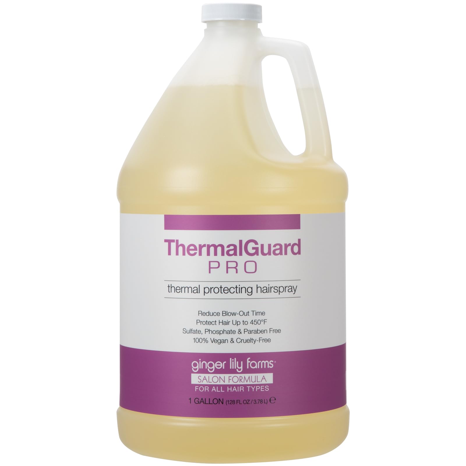 Ginger Lily Farms Salon Formula ThermalGuard Pro Thermal Protecting Hairspray for All Hair Types, 100% Vegan & Cruelty-Free, 1 Gallon (128 fl oz) Refill
