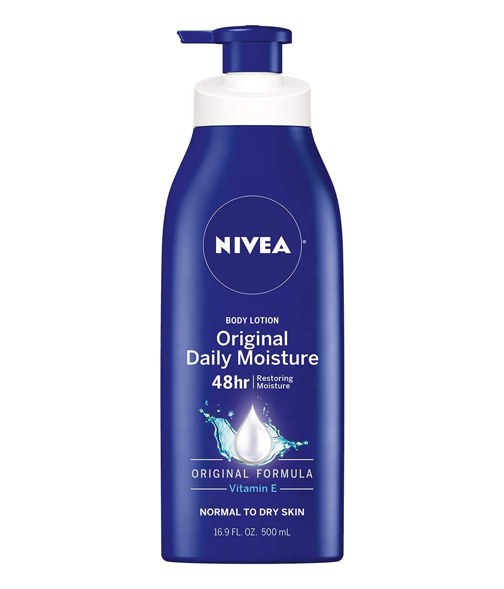 NIVEA Original Moisture Body Lotion with Vitamin E, 48-Hour Body Moisturizer for Normal to Dry Skin, 16.9 Fl Oz Pump Bottle