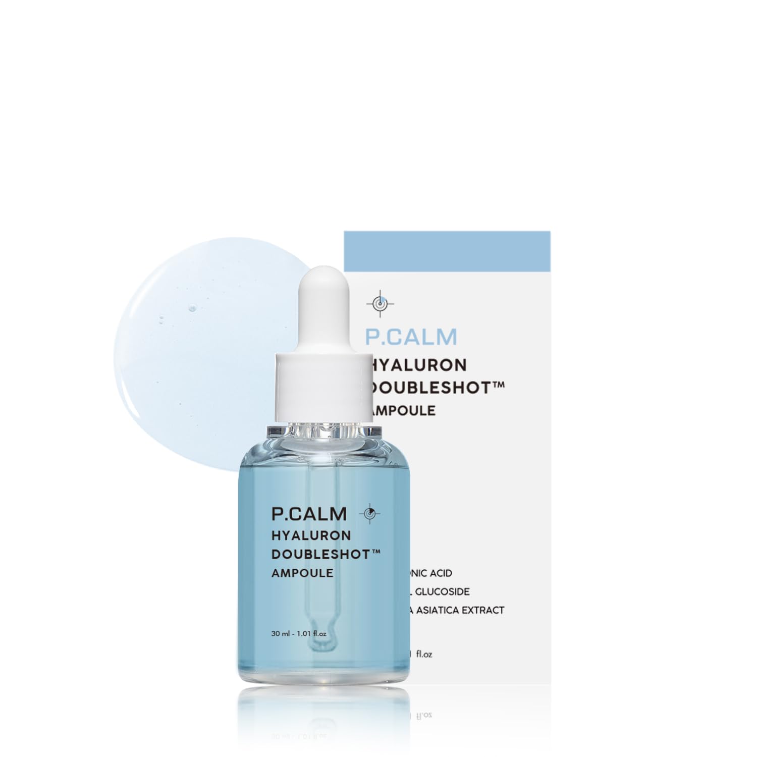 P.CALM Hyaluron Doubleshot Ampoule Hyaluronic Acid & Centella Asiatica for Intense Hydration & Skin Soothing, Korean Skincare (30ml / 1.01 fl.oz)