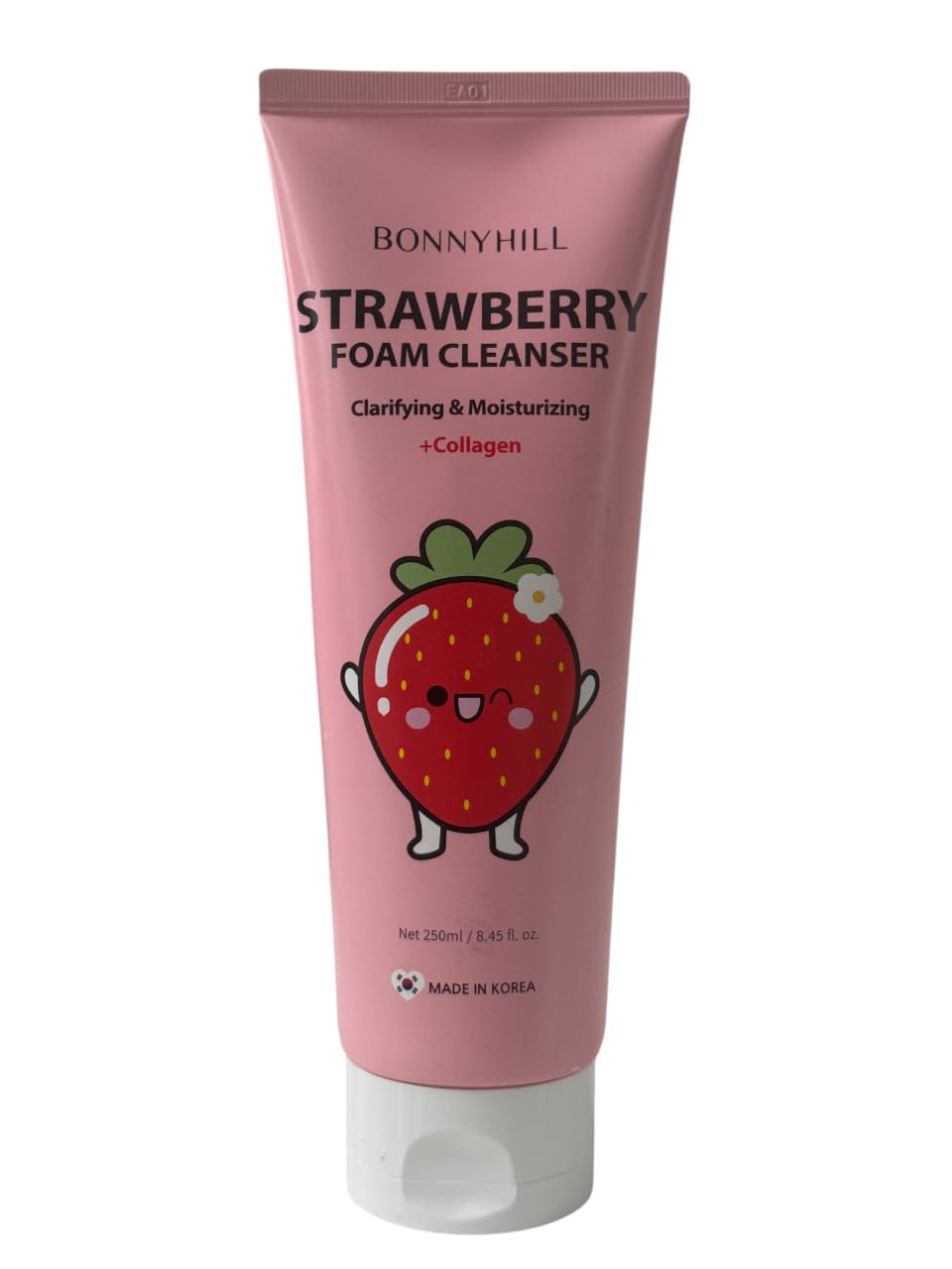 BONNY HILL Foam Cleanser, Clarifying and Daily Brightening with Rice Niacinamide and Collagen 250ml/8.45 fl oz, Korean Skincare (Strawberry)