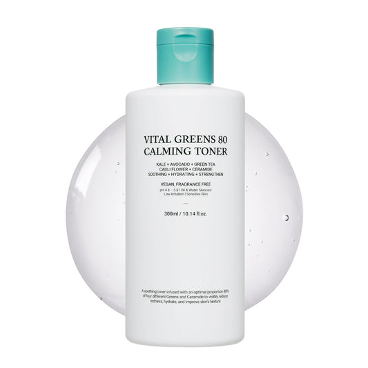 ASNO Vital Greens Calming Toner, Superfood 80%, Vegan Soothing Care for Acne, Pimple, Redness, Sensitive Skin Kale + Avocado + Green Tea + Cauli Flower + Ceramide, Korean Skin Care