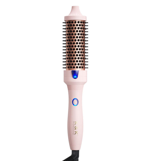 K&K 1.5 Inch Ceramic Tourmaline Ionic Curling Brush Volumizer - Hot Brush Creates Root Volume & Loose Curls, Volume Curls, Hair Styling Tool