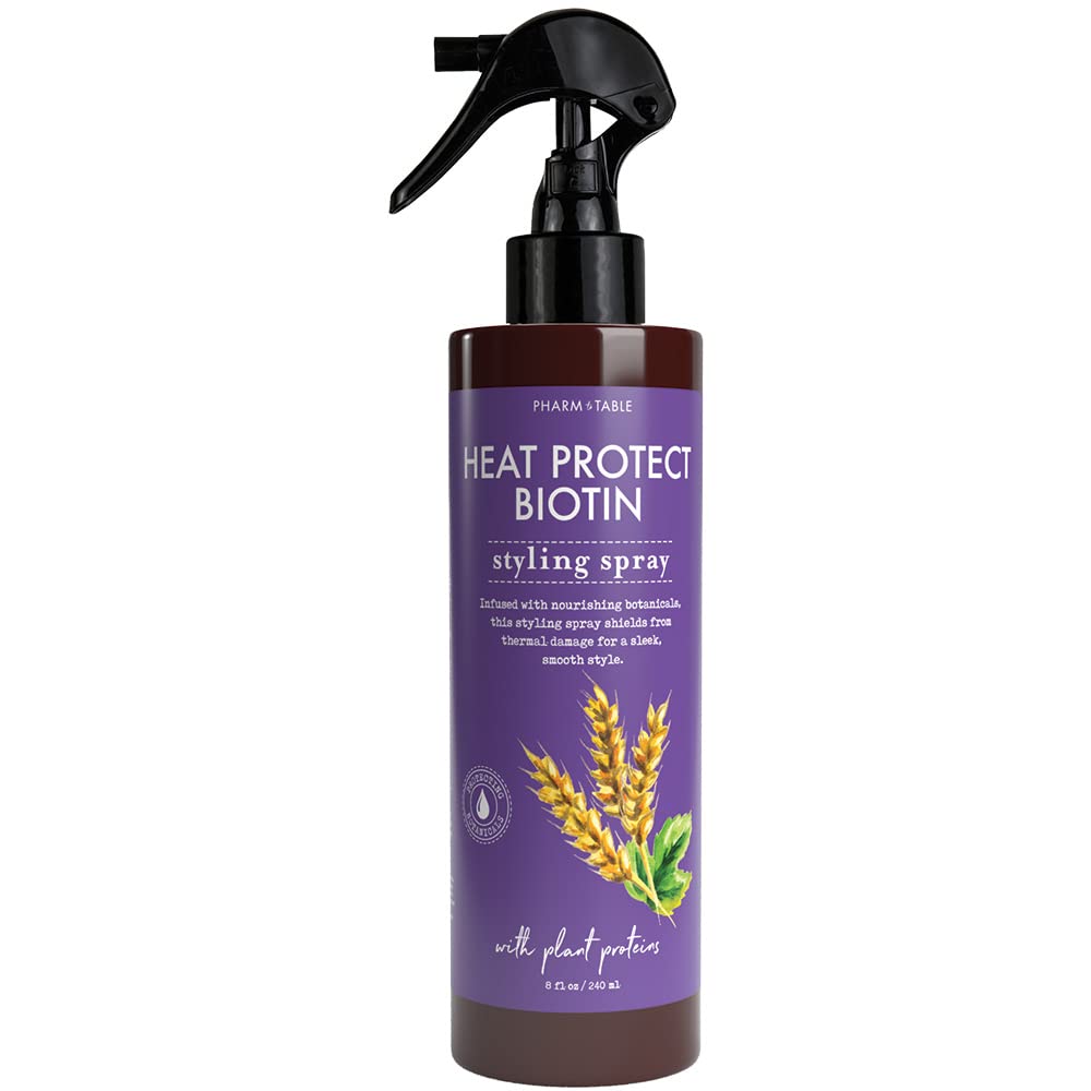 Heat Protect Biotin Spray - Vitamin B7 Formula Shields Hair up to 450F from Styling Tools, 240ml/8 fl oz