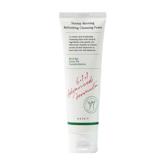 AXIS-Y Sunday Morning Refreshing Cleansing Foam with Birch Sap - Hydrating & Soothing Gentle Facial Cleanser - Vegan Korean Skin Care Face Wash for All Skin Types - 4.06 fl. oz.