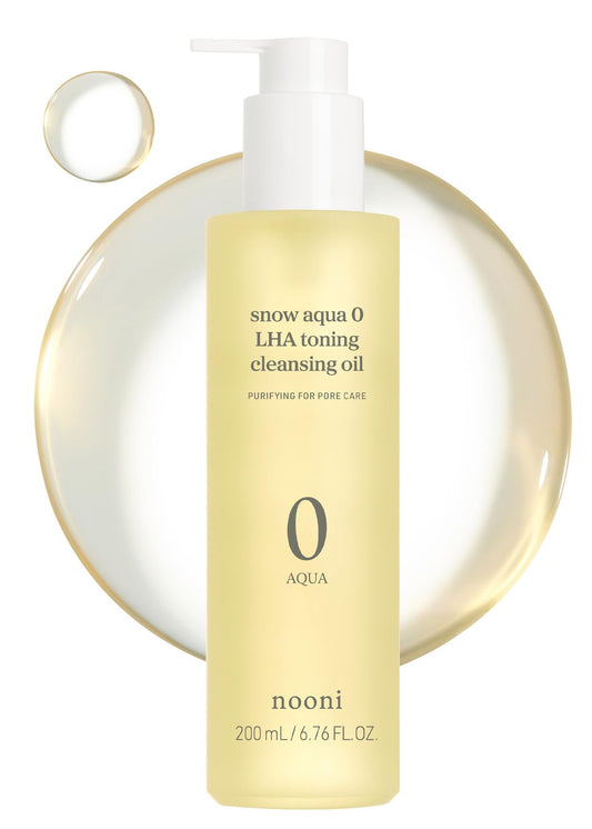 NOONI Facial Cleanser - Snow Aqua 0 LHA Toning Cleansing Oil | Makeup Blackhead Remover, Pore Control, Glass Skin, Help Control Sebum, Revitalizing, Moisturizing, Korean Skin Care, 6.76 Fl Oz (200 ml)