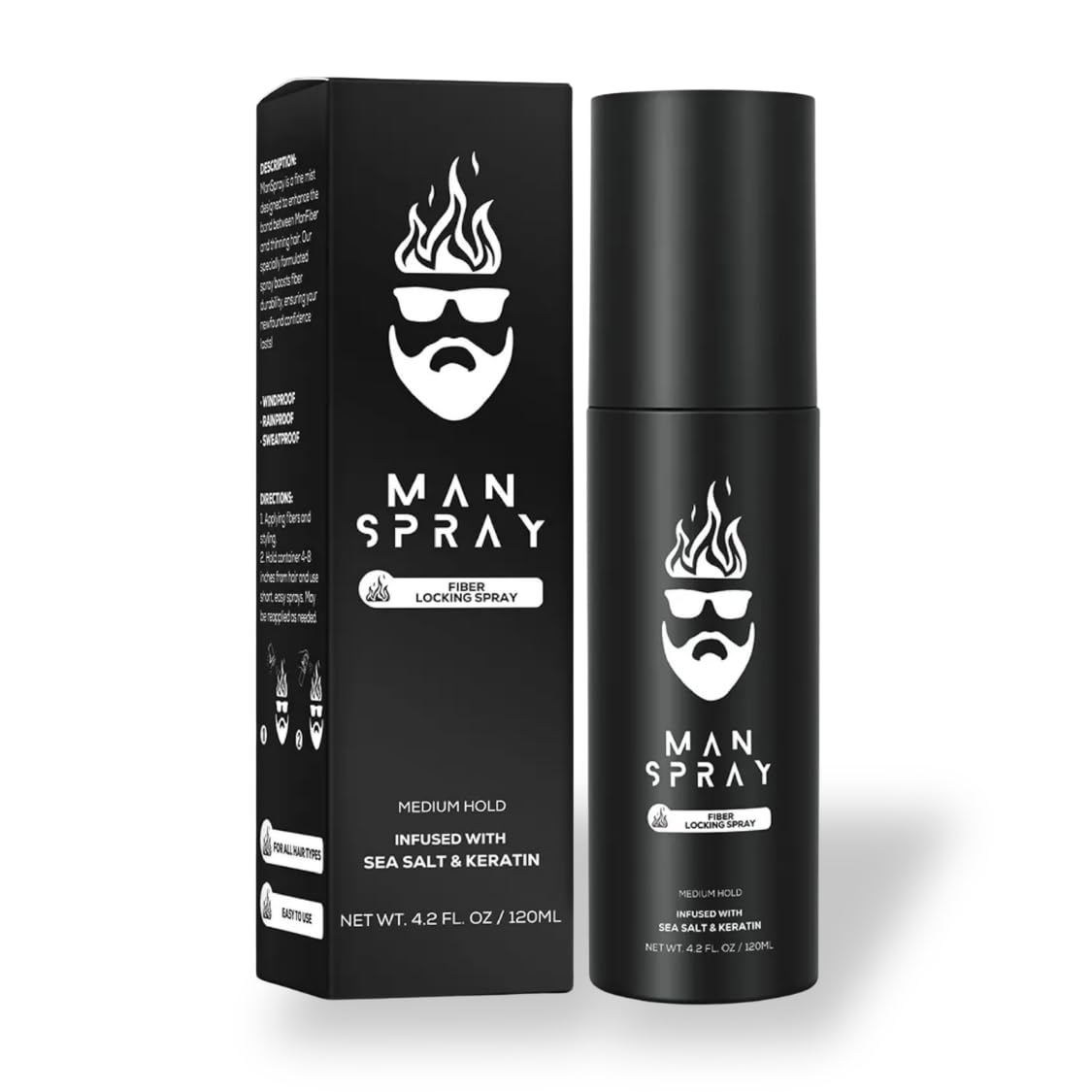 Hair Fiber Locking Spray Infused with Sea Salt & Keratin for a Longer Lasting Hair Fiber Hold | Replenishment Fiber Locking Spray for THE MAN KIT