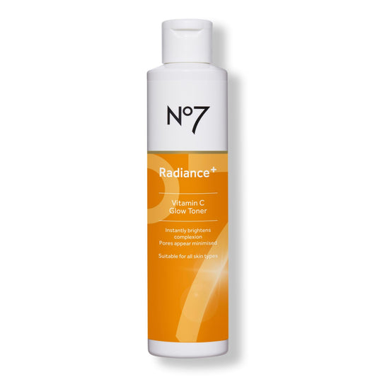 No7 Radiance+ Vitamin C Glow Toner 2% Vitamin C Complex with Willow Bark & Aloe Vera AHA Exfoliant for Smoother Skin Hydrating Face Toner (6.7 fl oz)