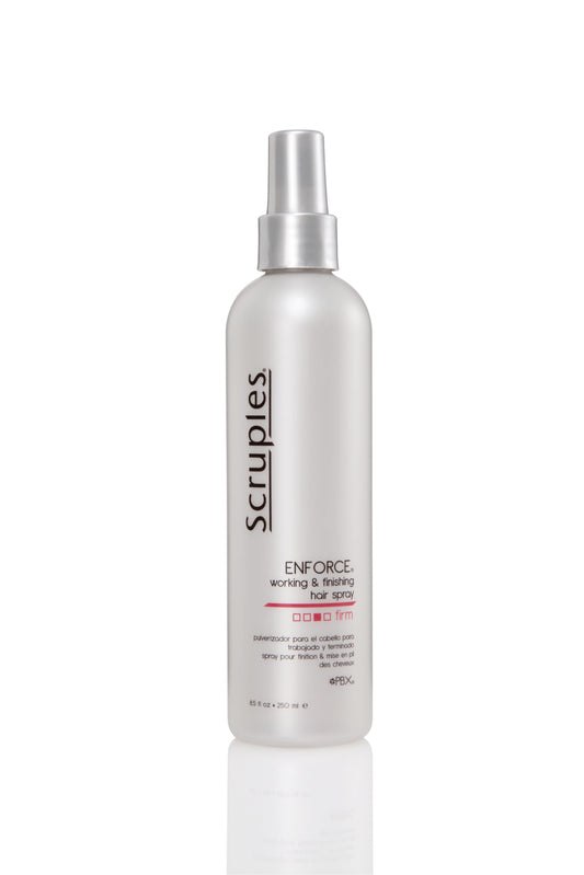 Scruples Enforce Working & Finishing Hair Spray - Multipurpose Extra Hold Hair Spray for Styling + Defining - Lock Styles in Place with Lightweight & Volumizing Hair Care (8.5 oz)