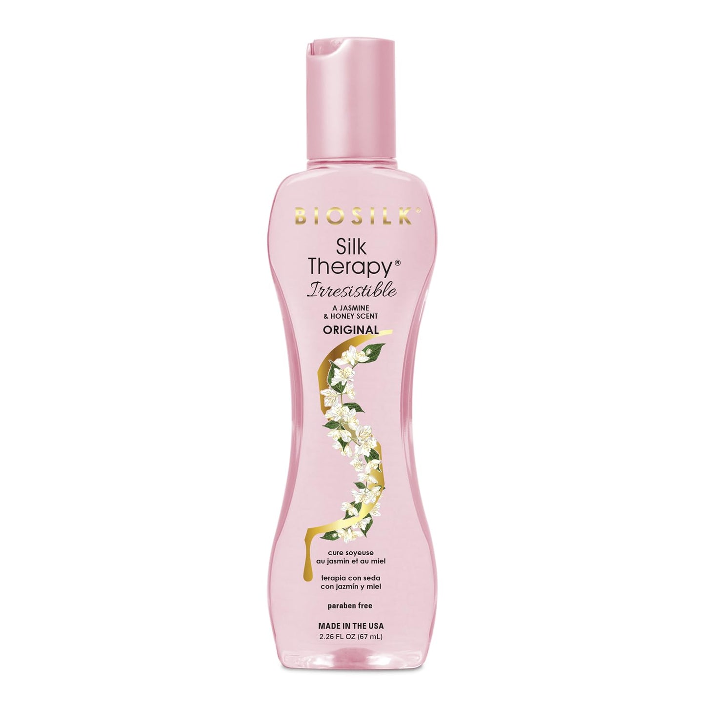 BioSilk Irresistible Collection Silk Therapy Leave-in Treatment, For All Hair Types, Jasmine & Honey Scent, Sulfate, Paraben, & Cruelty-Free, 2.26 Oz