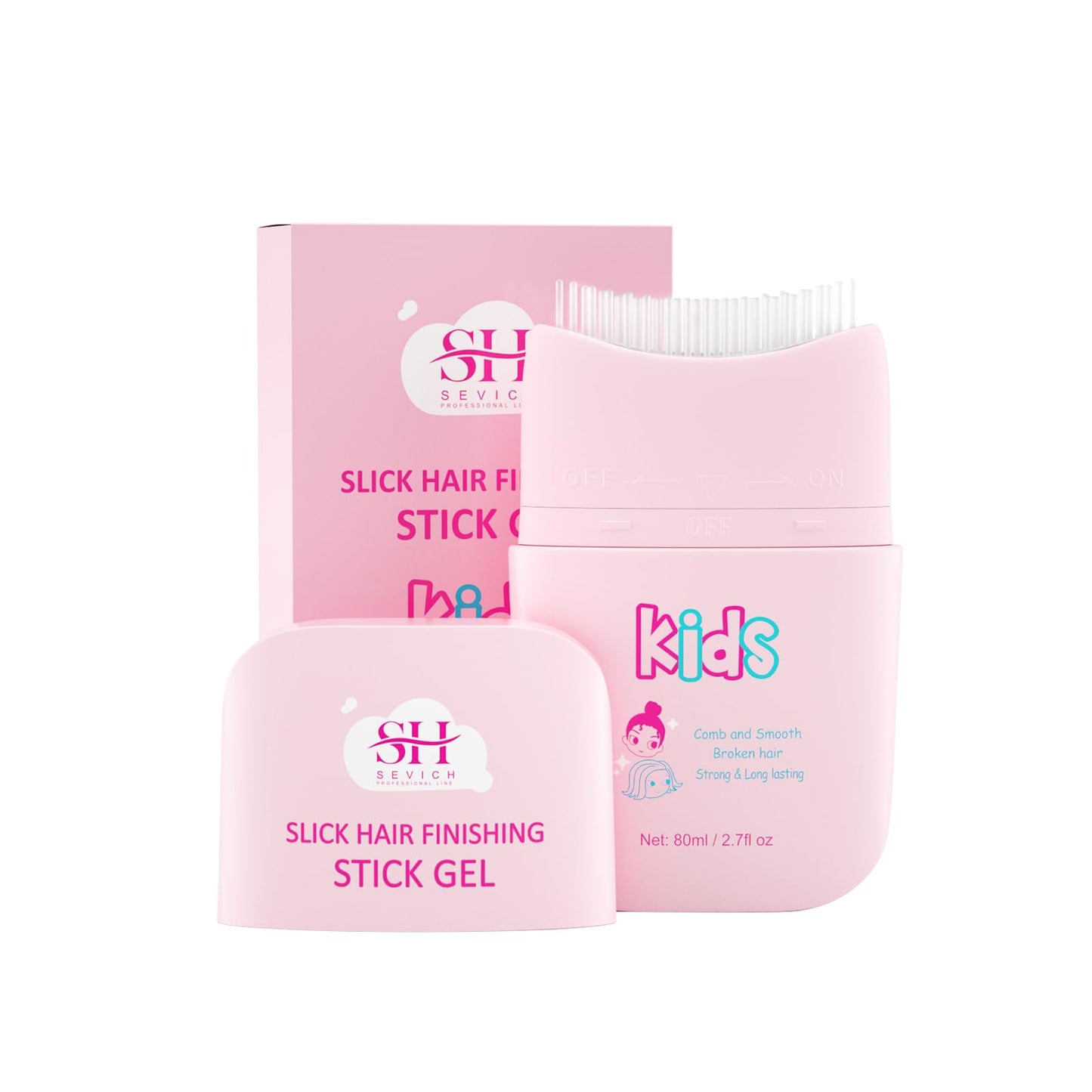 SEVICH Hair Gel For Kids With Comb, Toddler Hair Wax Stick For Girls - Quick Fix For Flyaways & Stray Ends - Frizz Control Finishing Stick - Gentle & Easy To Use 2.7fl oz/80ml